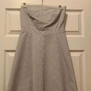 Seersucker strapless dress